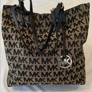 Michael Kors Black and Tan Logo Tote